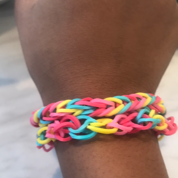 Handmade Pink, Red, Yellow, and Blue bracelets set - Picture 6 of 8